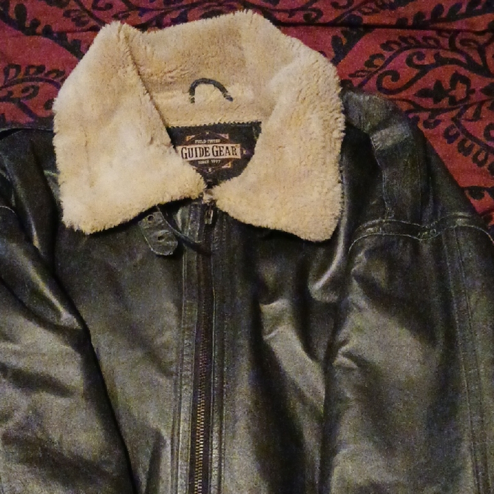 Classic Black Bomber Jacket with Tan Sherpa Collar